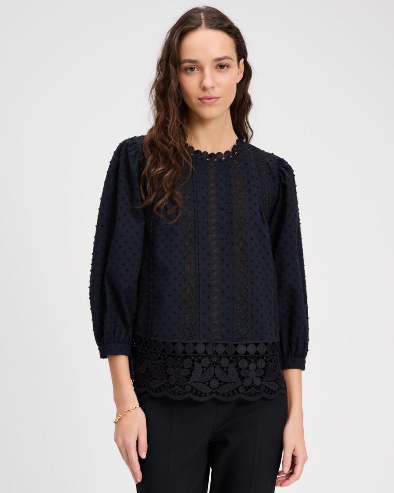 Guipure Lace Trim Blouse by KATE SPADE NEW YORK