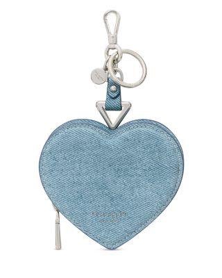 Liv Denim Print Suede Heart Coin Purse Bag Charm by KATE SPADE NEW YORK