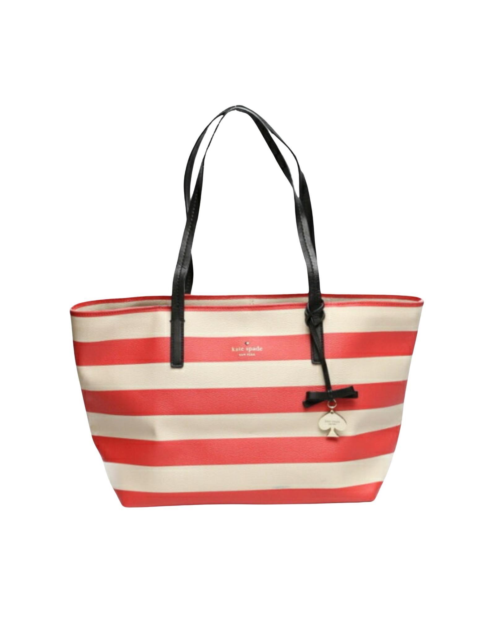 Preloved Striped Tote Bag with Spade Charm Wo - Orange by KATE SPADE NEW YORK Preloved Striped Tote Bag with Spade Charm Wo - Orange by KATE SPADE NEW YORK