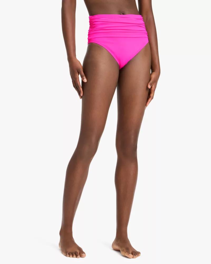 Shirred High Waist Bikini Bottom by KATE SPADE NEW YORK