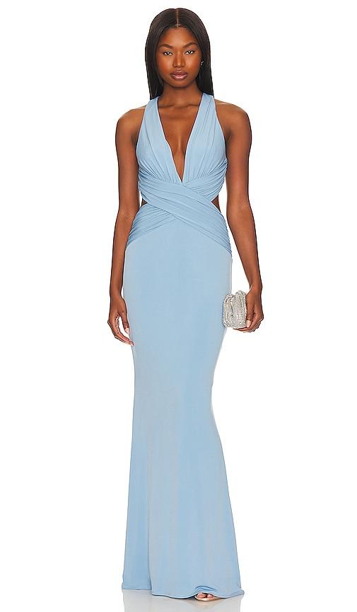 Katie May X Revolve Secret Agent Gown in Blue by KATIE MAY