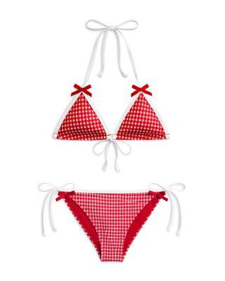 Girls' Tween Coral Gingham Two Piece Swimsuit - Big Kid by KATIEJNYC