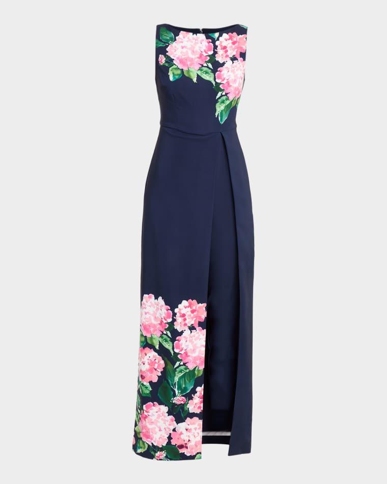 Floral-Print Stretch Crepe Walk-Thru Jumpsuit by KAY UNGER NEW YORK