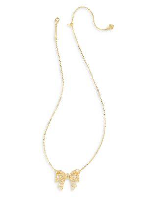 Krista Cubic Zirconia & Cultured Freshwater Pearl Bow Adjustable Pendant Necklace in Gold Tone by KENDRA SCOTT