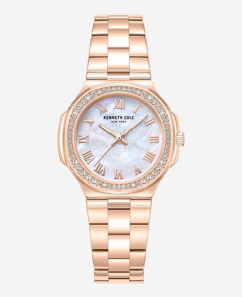 Kenneth Cole | Classic Crystal Lined Outer Dial Rose Gold Bracelet Watch by KENNETH COLE