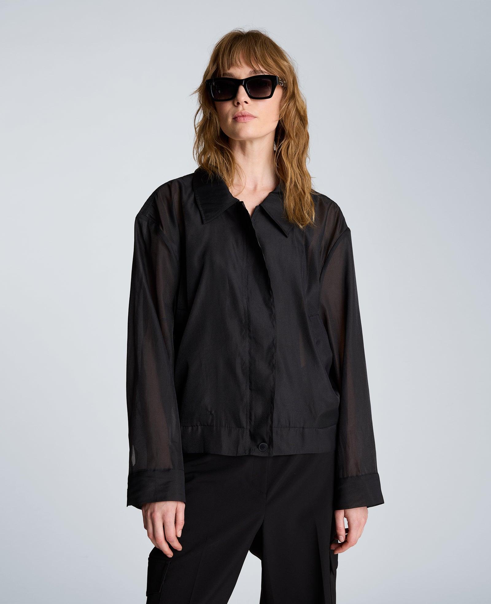 Kenneth Cole | Collared Sheer Bomber Jacket by KENNETH COLE
