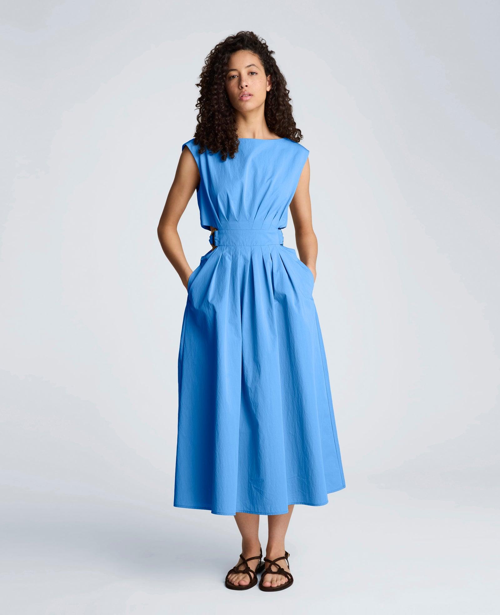 Kenneth Cole | Cotton Poplin Sleeveless D-Rings Tie Midi Dress by KENNETH COLE