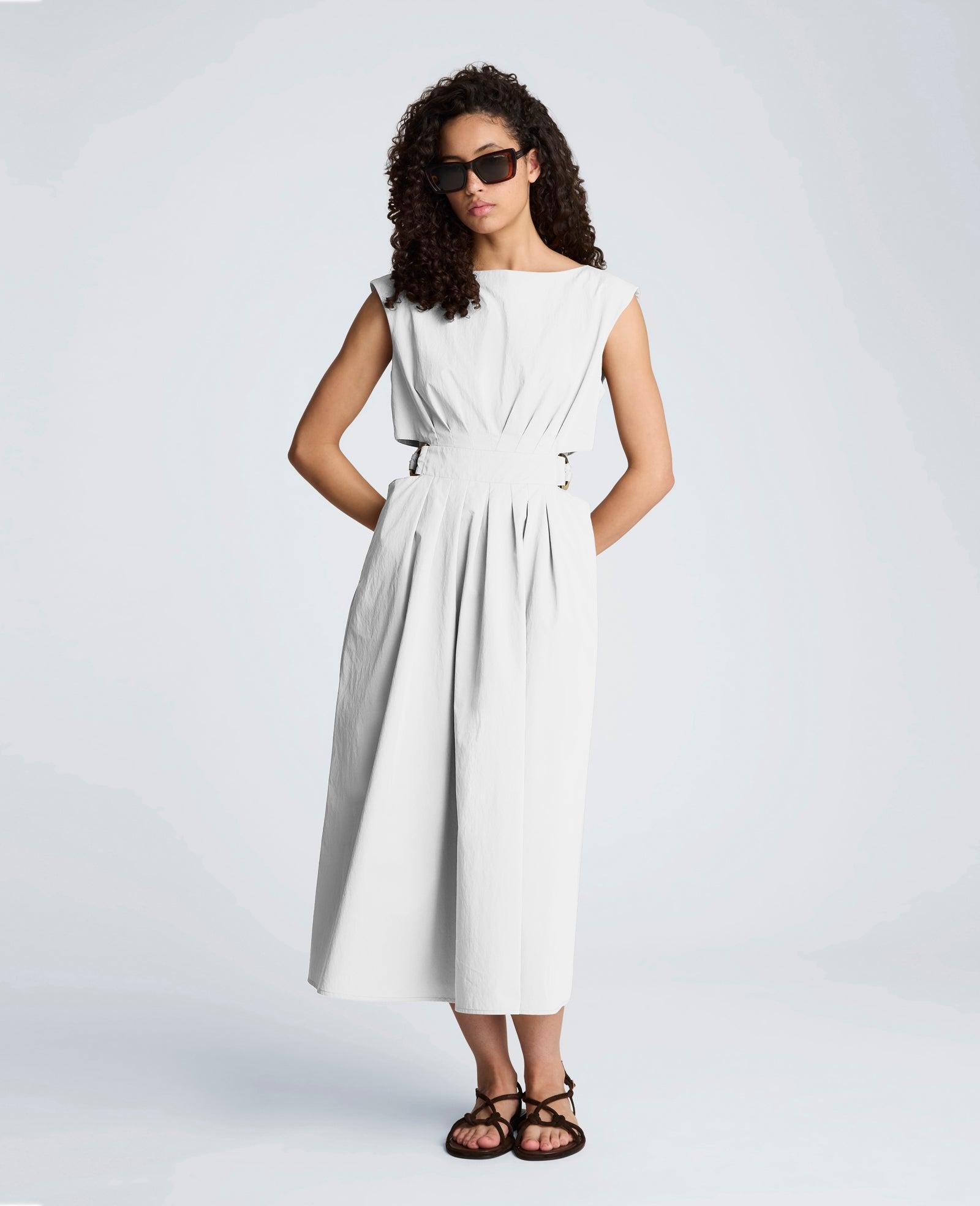 Kenneth Cole | Cotton Poplin Sleeveless D-Rings Tie Midi Dress by KENNETH COLE