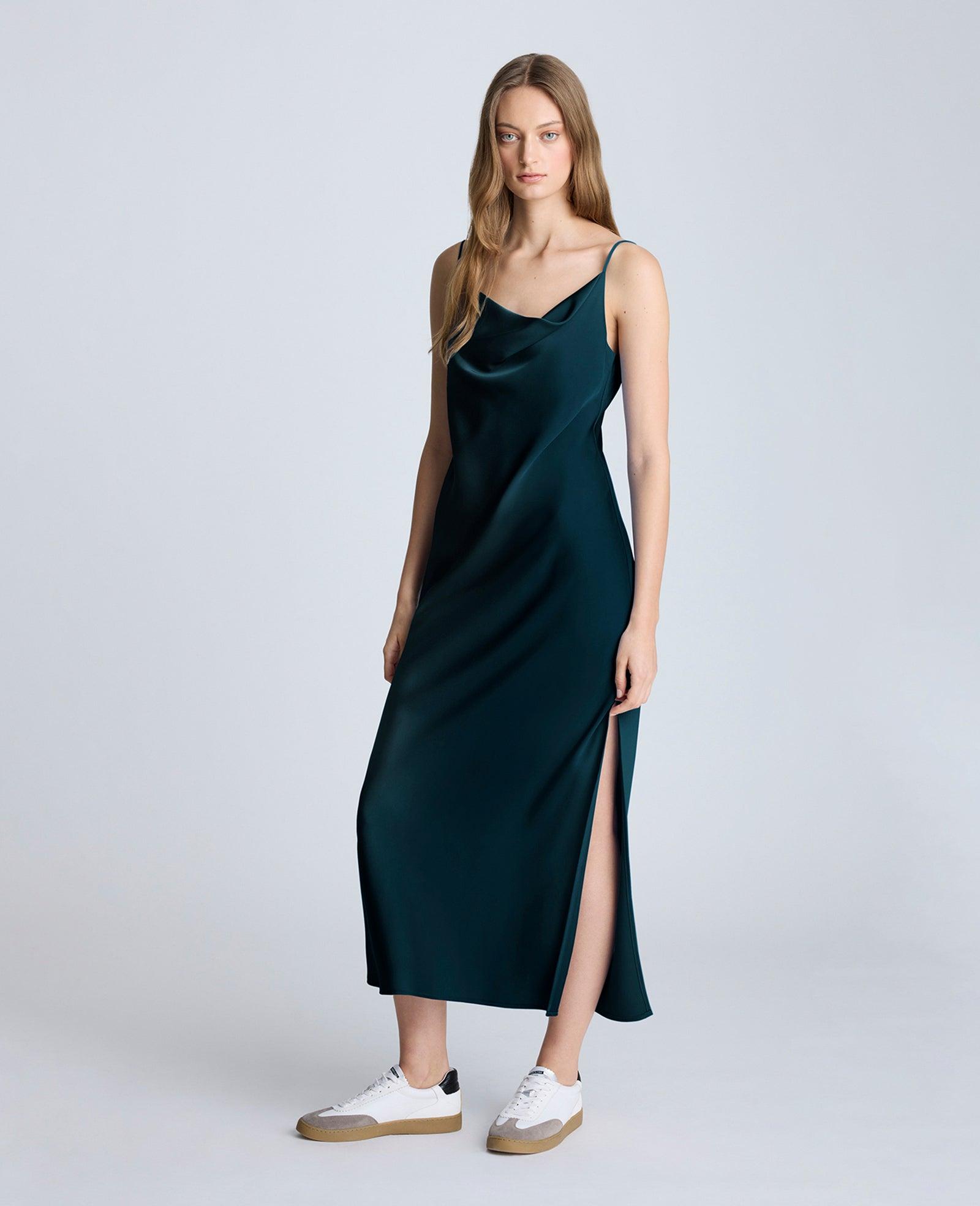 Kenneth Cole | Cowl Neck Side Slit Maxi Slip Dress by KENNETH COLE