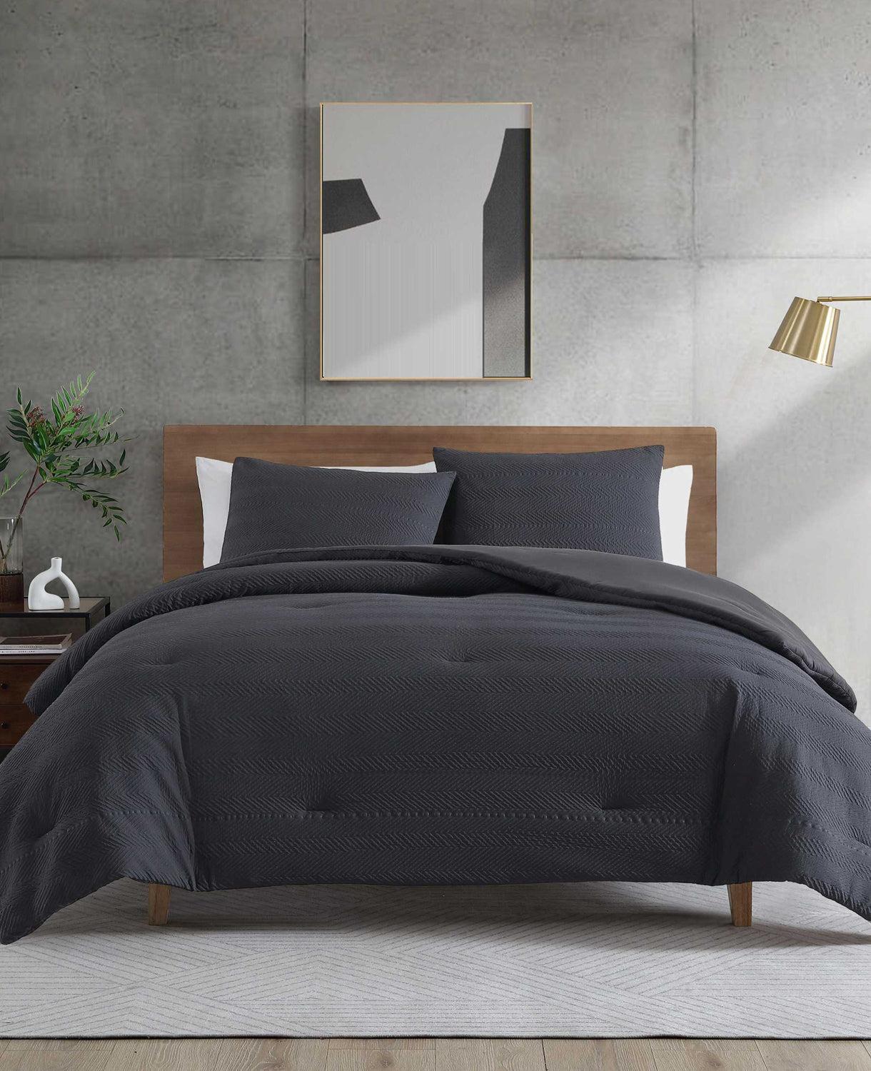 Kenneth Cole | Crosswalk Herringbone Black Comforter Set by KENNETH COLE