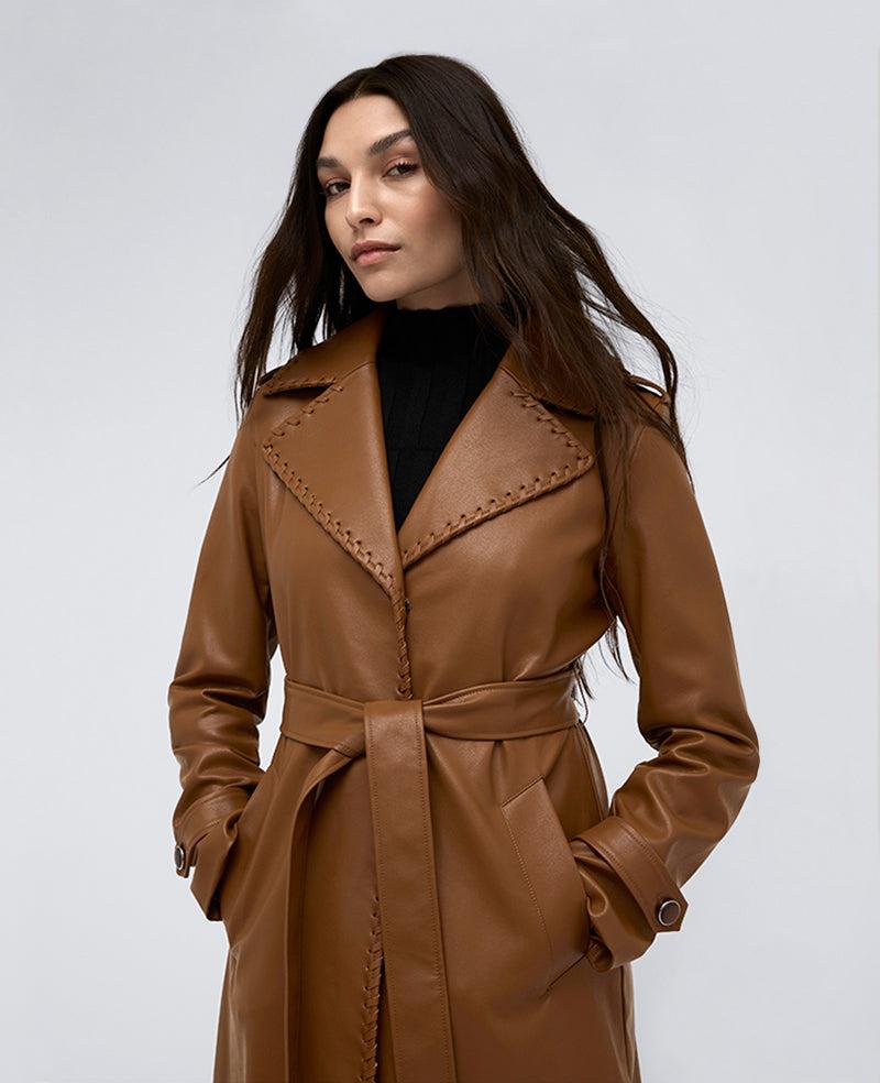 Kenneth Cole | Faux Leather Belted Trench by KENNETH COLE