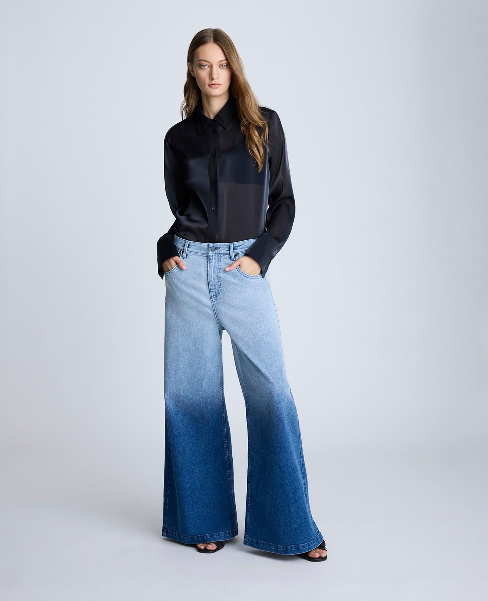Kenneth Cole | Gradient Dye Wide Leg Denim Jean by KENNETH COLE Kenneth Cole | Gradient Dye Wide Leg Denim Jean by KENNETH COLE