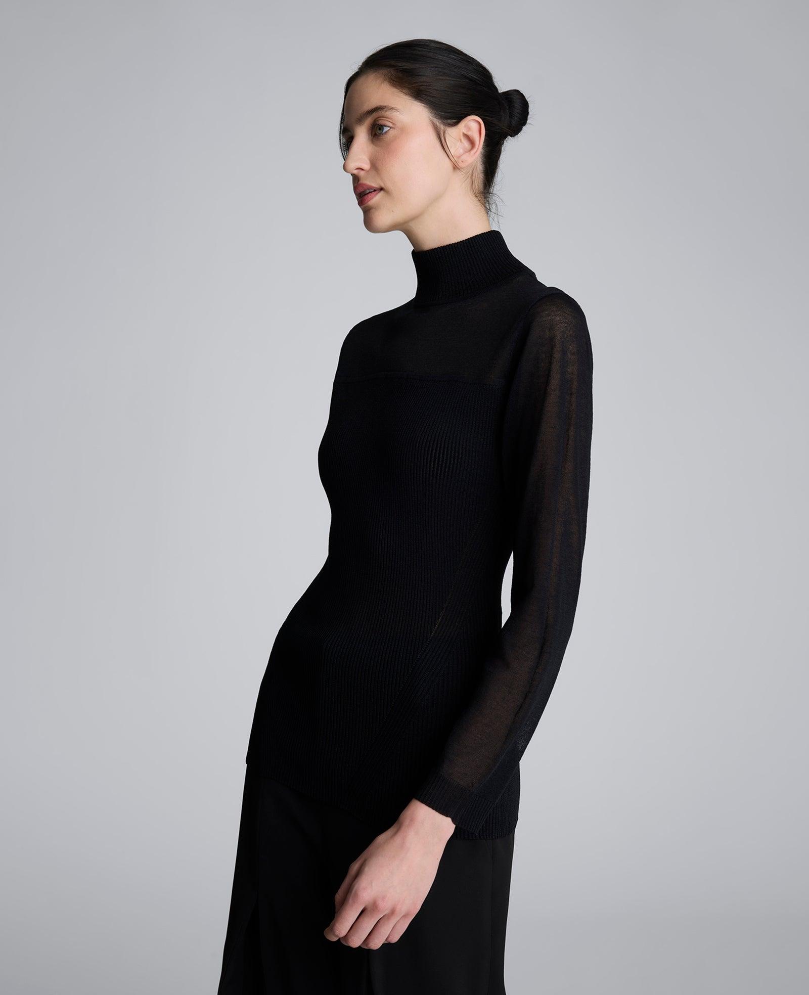 Kenneth Cole | Long Sleeve Mockneck Sweater With Sheer Placket by KENNETH COLE