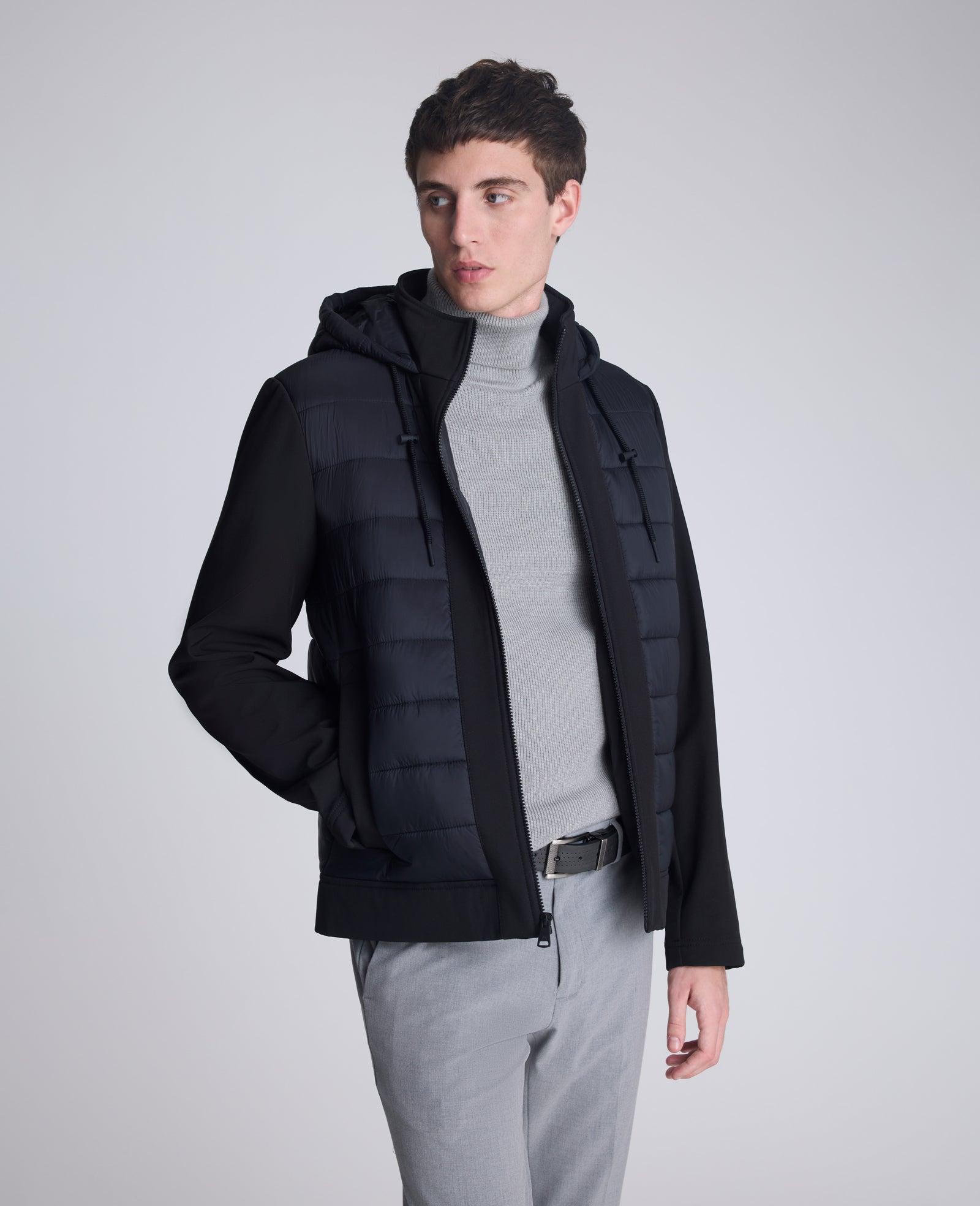 Kenneth Cole | Mixed Media Hooded Soft Shell Jacket by KENNETH COLE Kenneth Cole | Mixed Media Hooded Soft Shell Jacket by KENNETH COLE