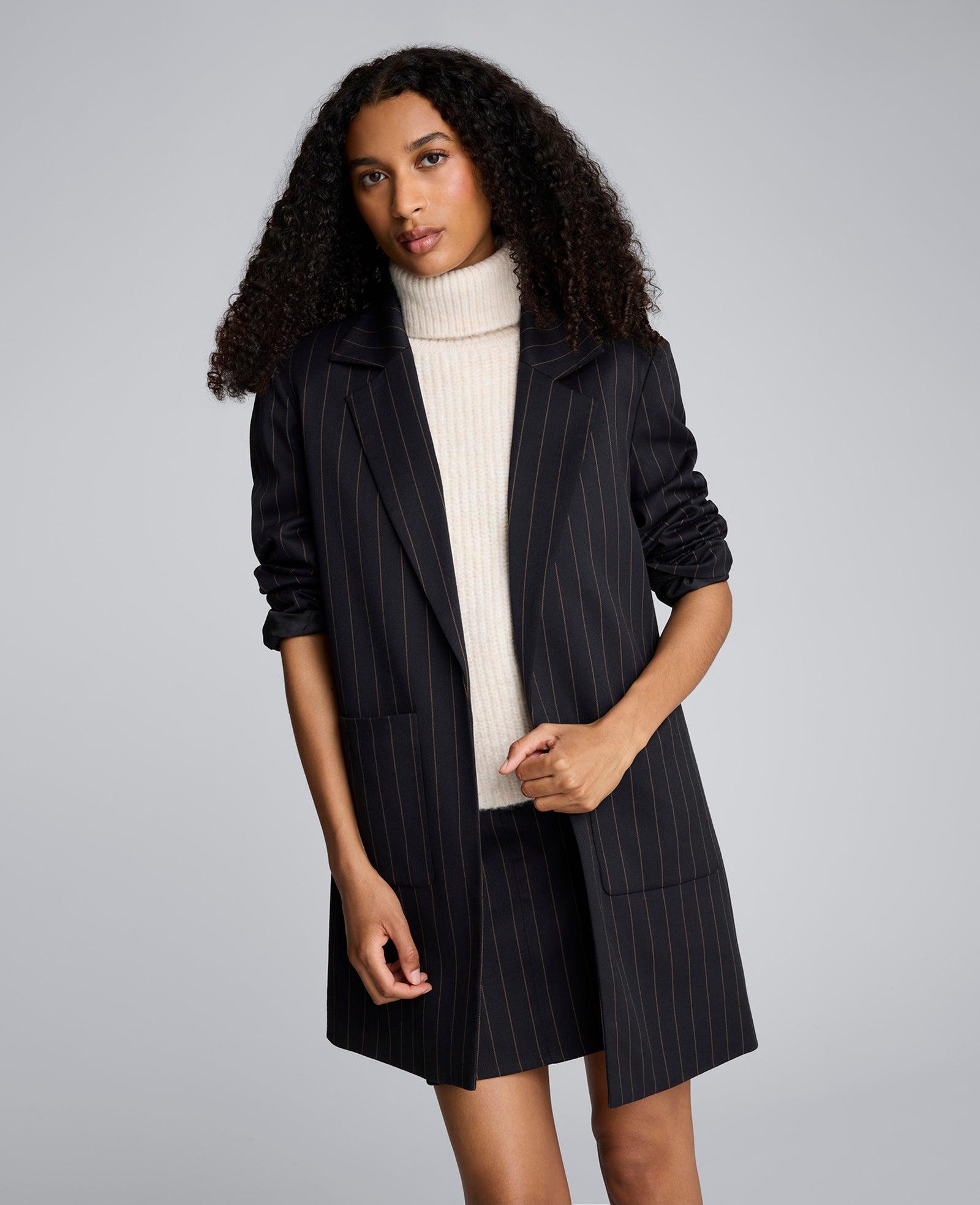 Kenneth Cole | Pinstripe Patch Pocket Open Front Jacket by KENNETH COLE