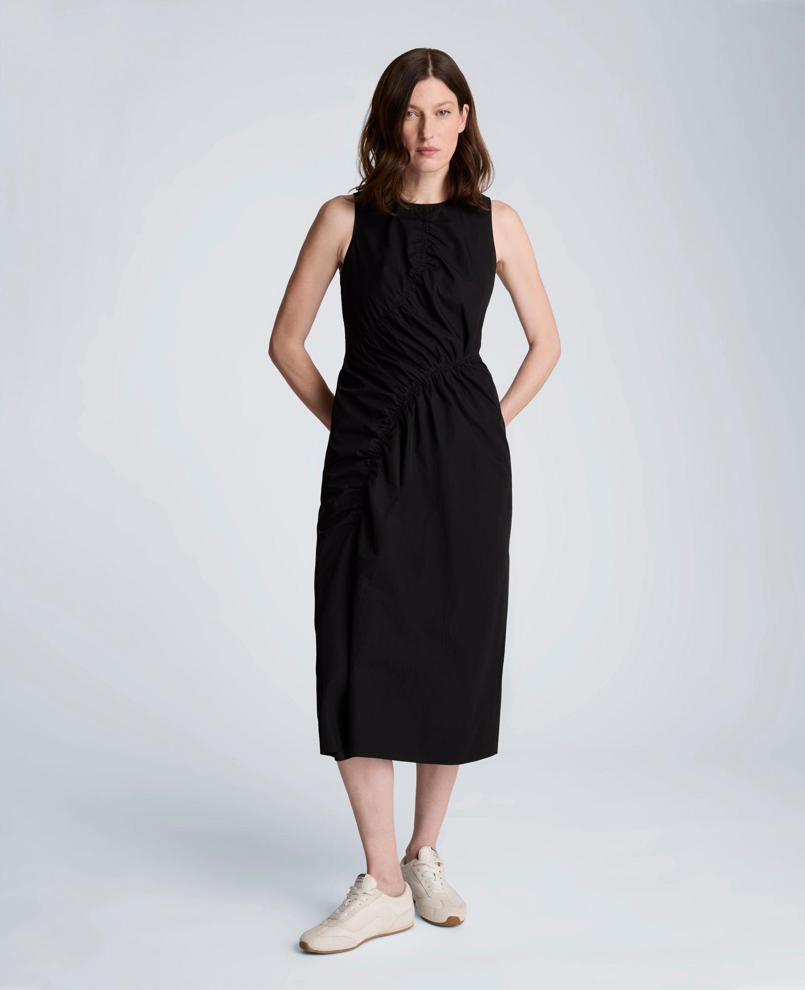 Kenneth Cole | Poplin Asymmetrical Ruched Midi Dress by KENNETH COLE