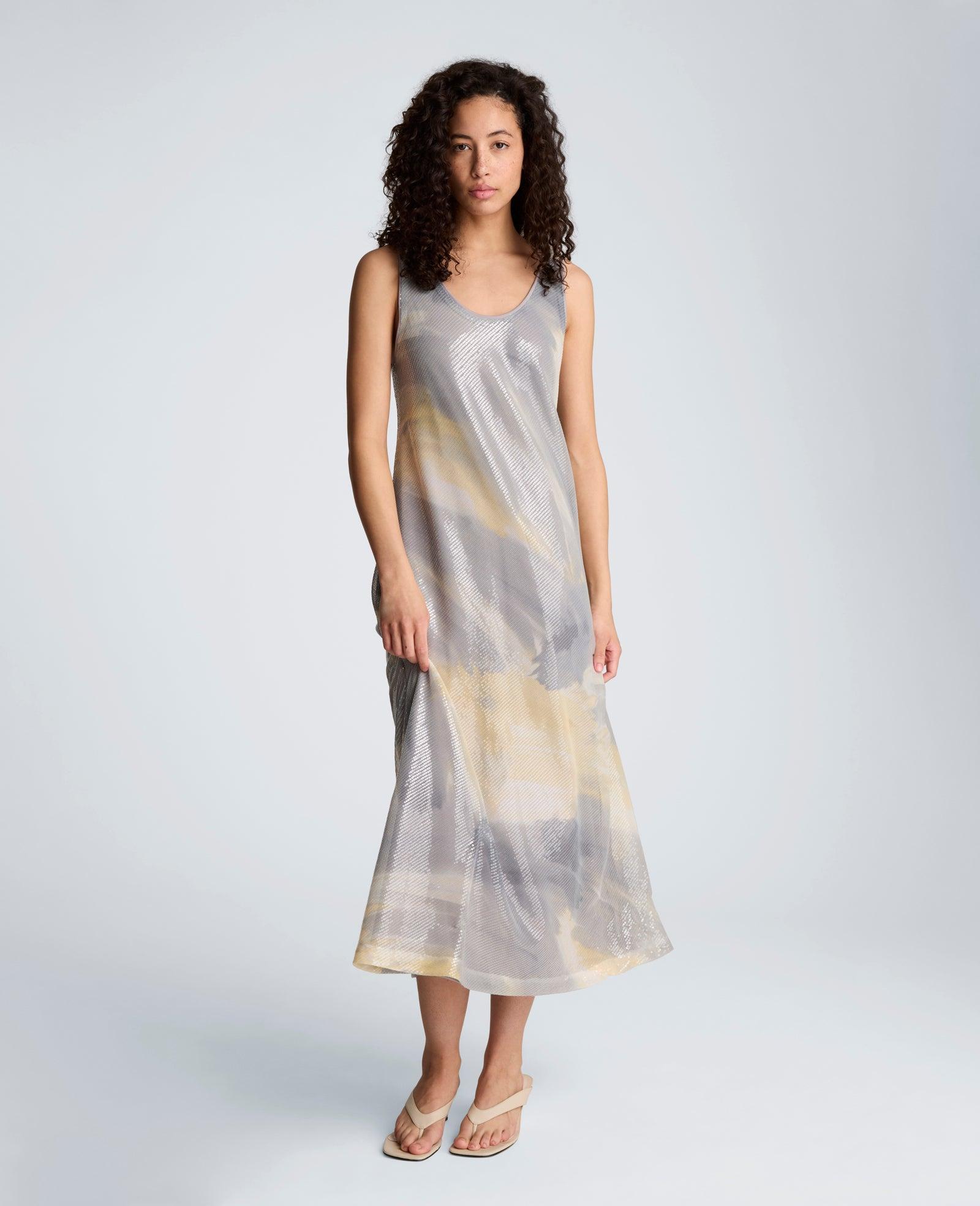 Kenneth Cole | Printed Sequin Mesh Maxi Slip Dress by KENNETH COLE