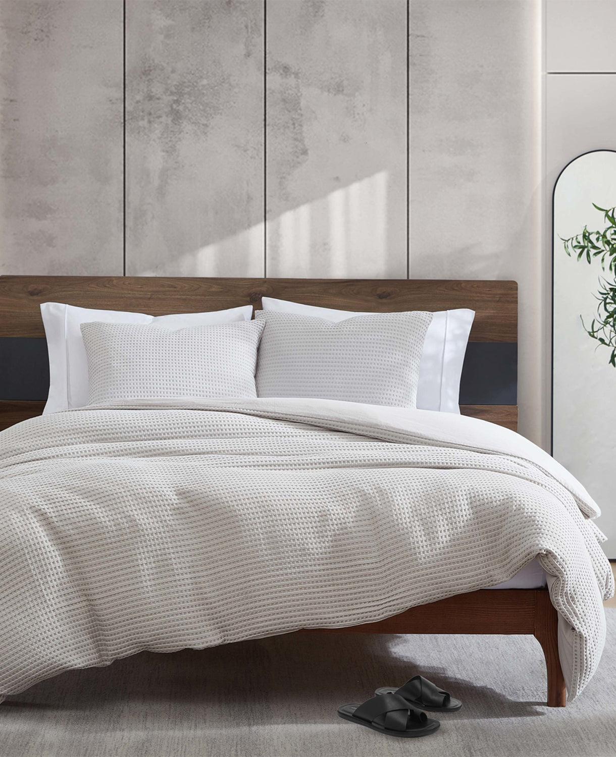 Kenneth Cole | Reversible Solid Grey Waffle Comforter Set by KENNETH COLE