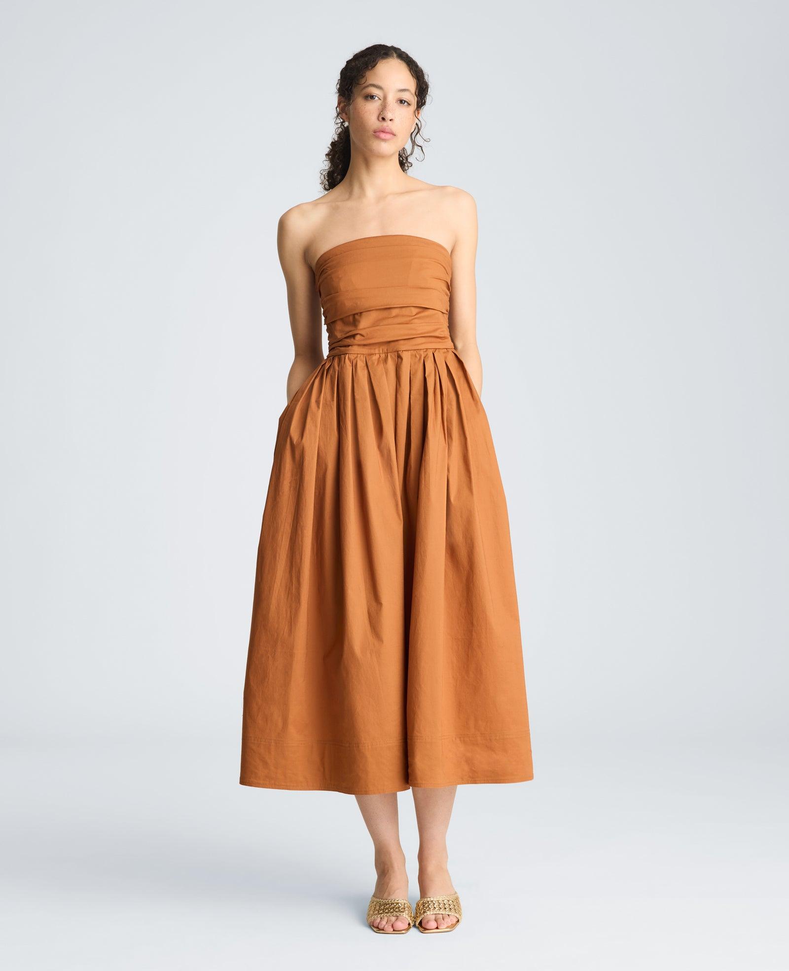 Kenneth Cole | Ruched Strapless Midi Dress by KENNETH COLE