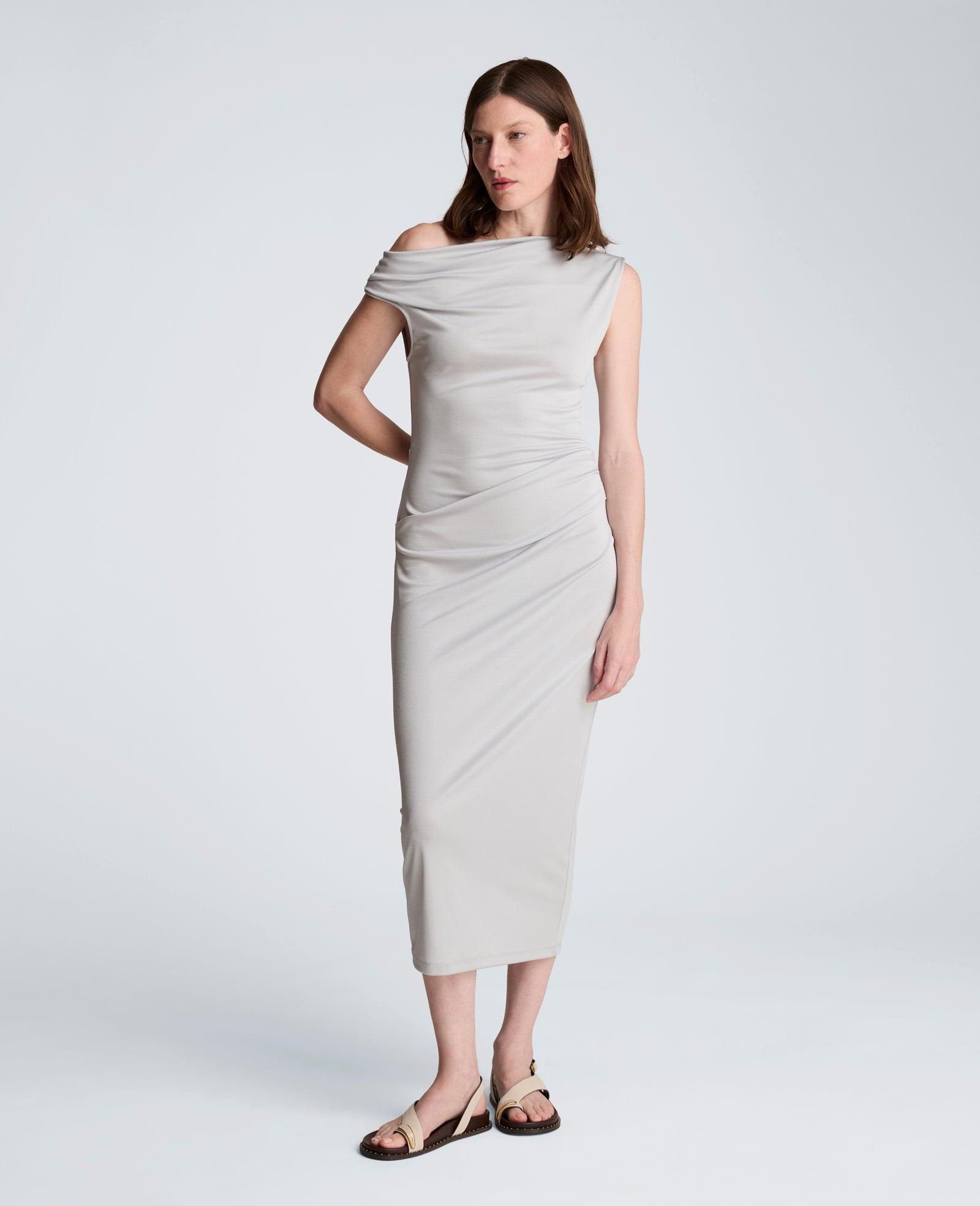 Kenneth Cole | Ruched Waist Midi Off-The-Shoulder Dress by KENNETH COLE