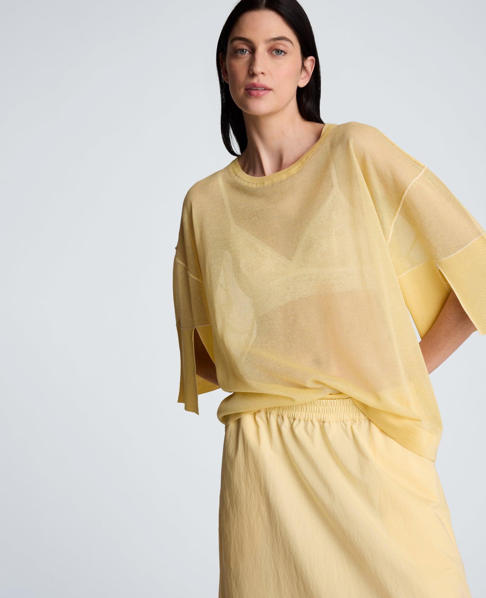Kenneth Cole | Semi Sheer Crew Neck With Slit Sleeves by KENNETH COLE