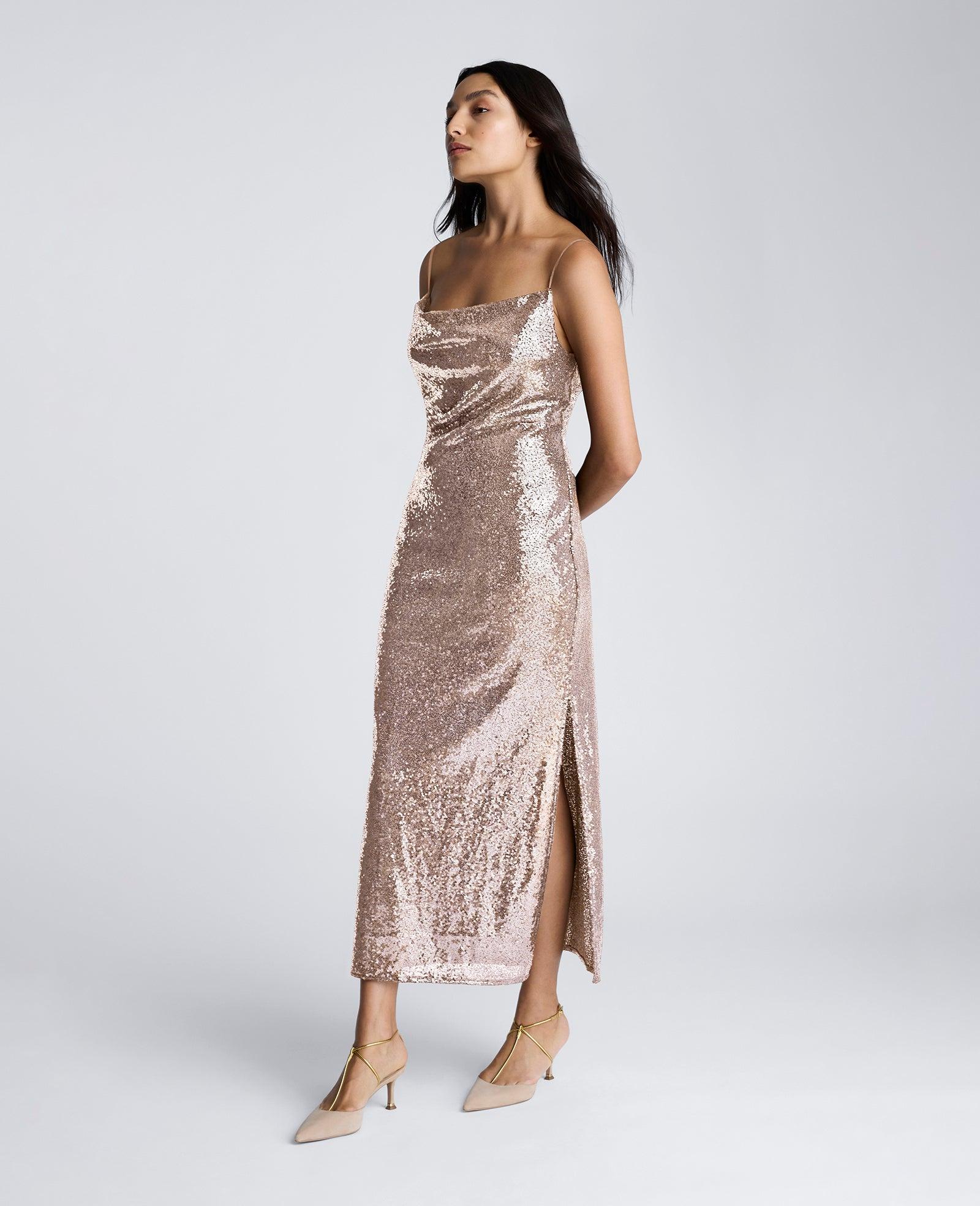 Kenneth Cole | Sequin Cowl Neck Maxi Slip Dress by KENNETH COLE