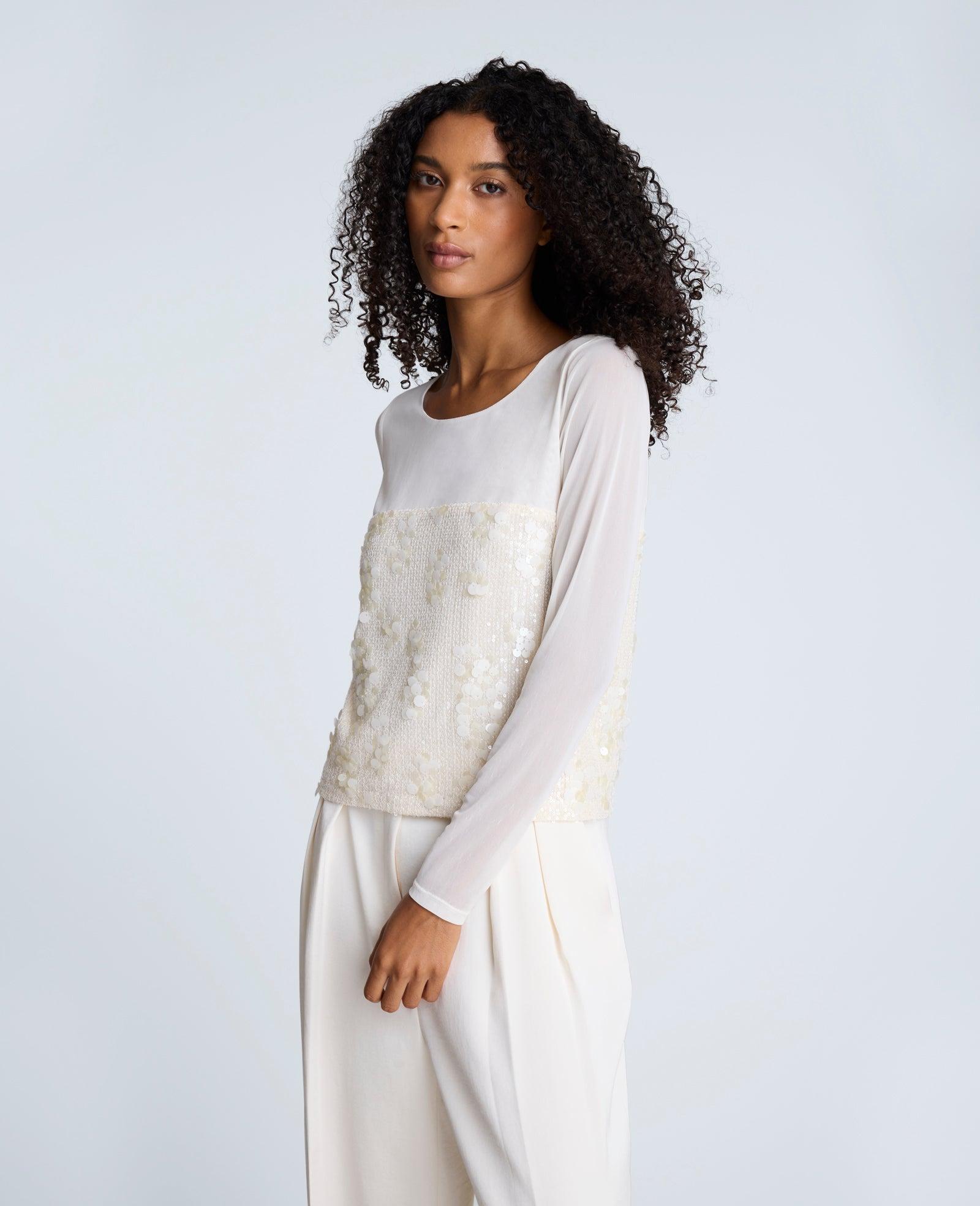 Kenneth Cole | Sequin Mesh Long Sleeve Top by KENNETH COLE