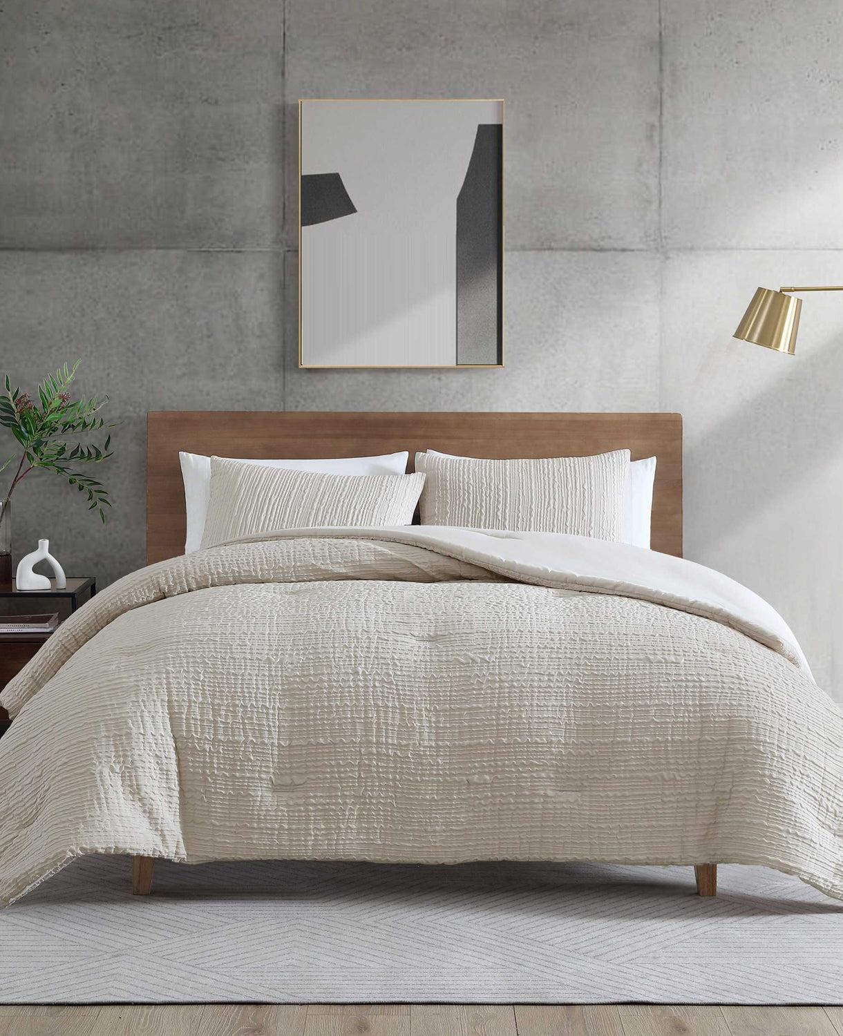 Kenneth Cole | Serenity Wavy Lines Beige Comforter Set by KENNETH COLE