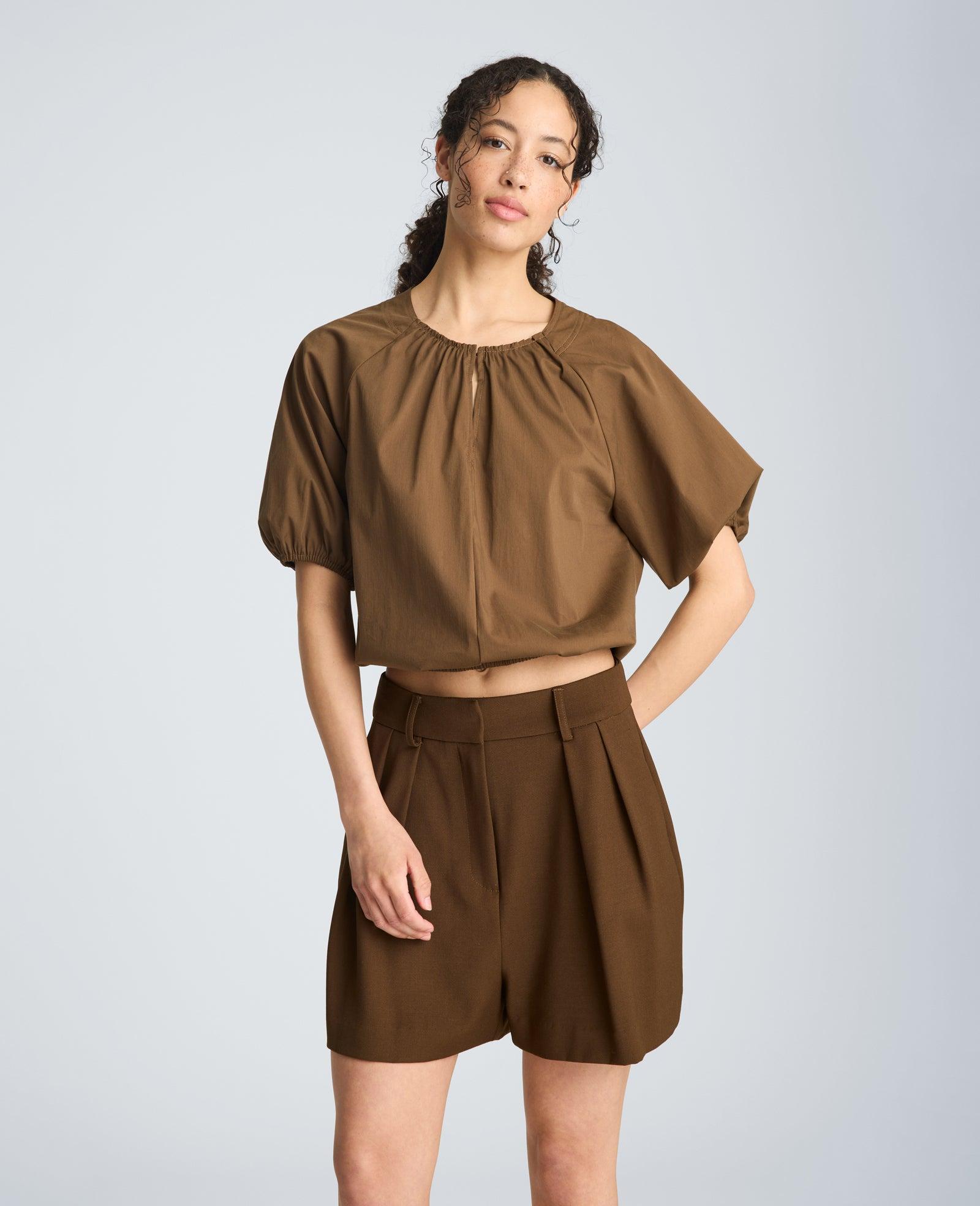 Kenneth Cole | Shirred Neck Raglan Bubble Blouse by KENNETH COLE