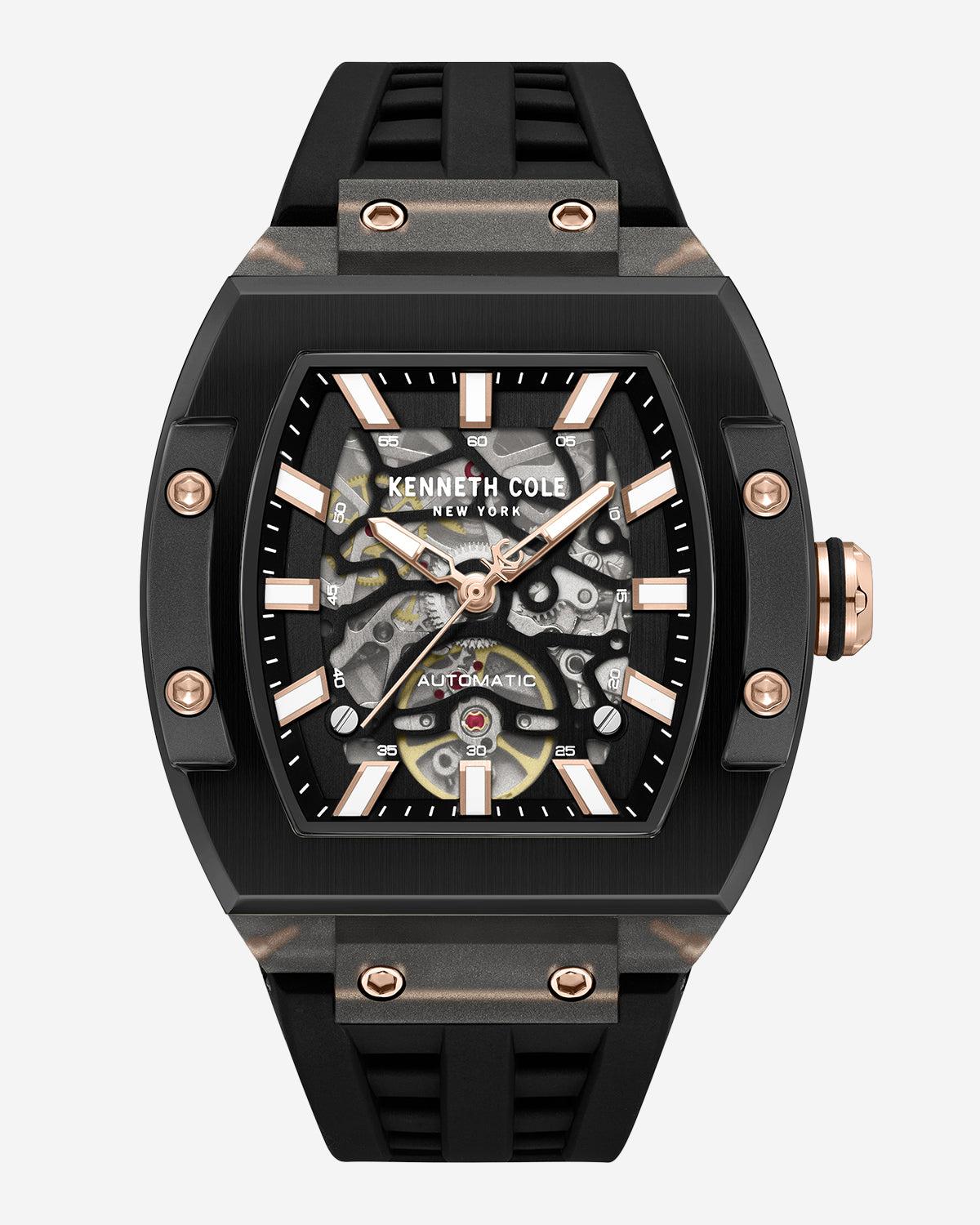 Kenneth Cole | Skeleton Automatic Silicone Watch by KENNETH COLE