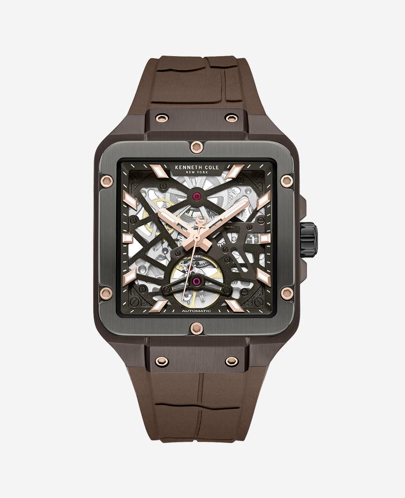 Kenneth Cole | Skeleton Automatic Silicone Watch by KENNETH COLE