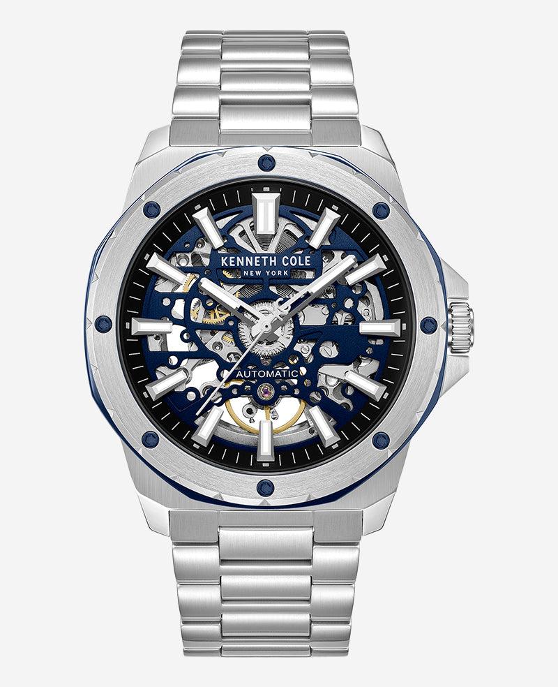 Kenneth Cole | Skeleton Automatic Stainless Bracelet Watch by KENNETH COLE