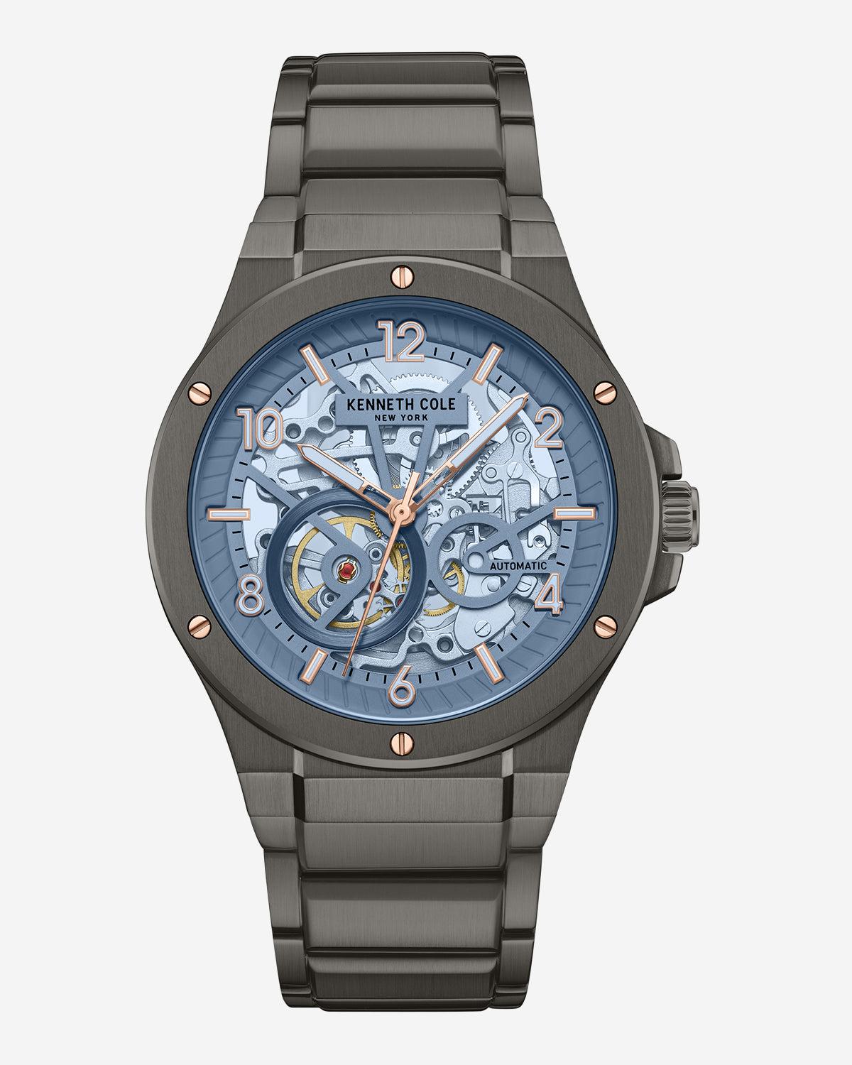 Kenneth Cole | Skeleton Automatic Tinged Glass Bracelet Watch by KENNETH COLE