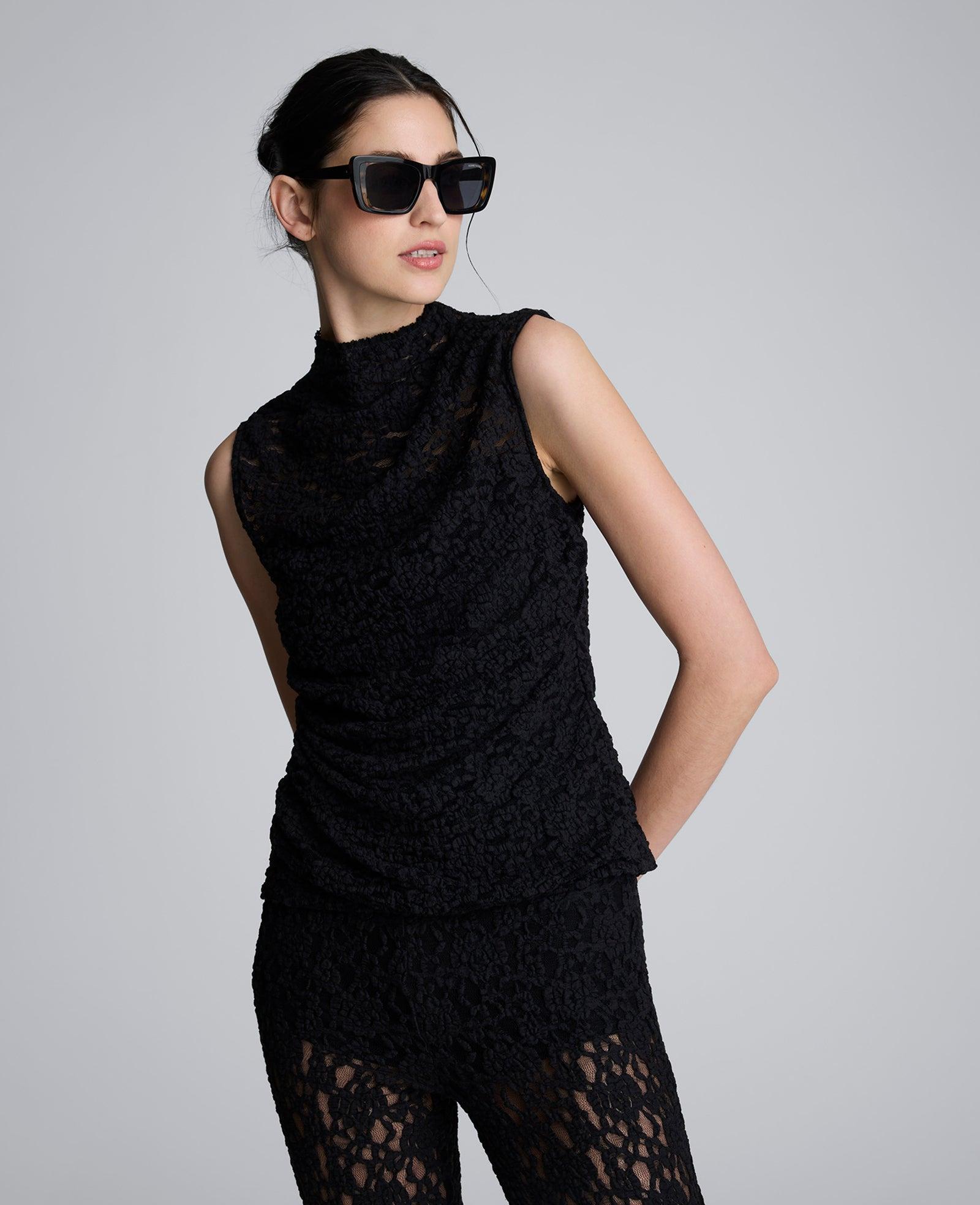 Kenneth Cole | Sleeveless Stretch Lace Mock Neck Top by KENNETH COLE