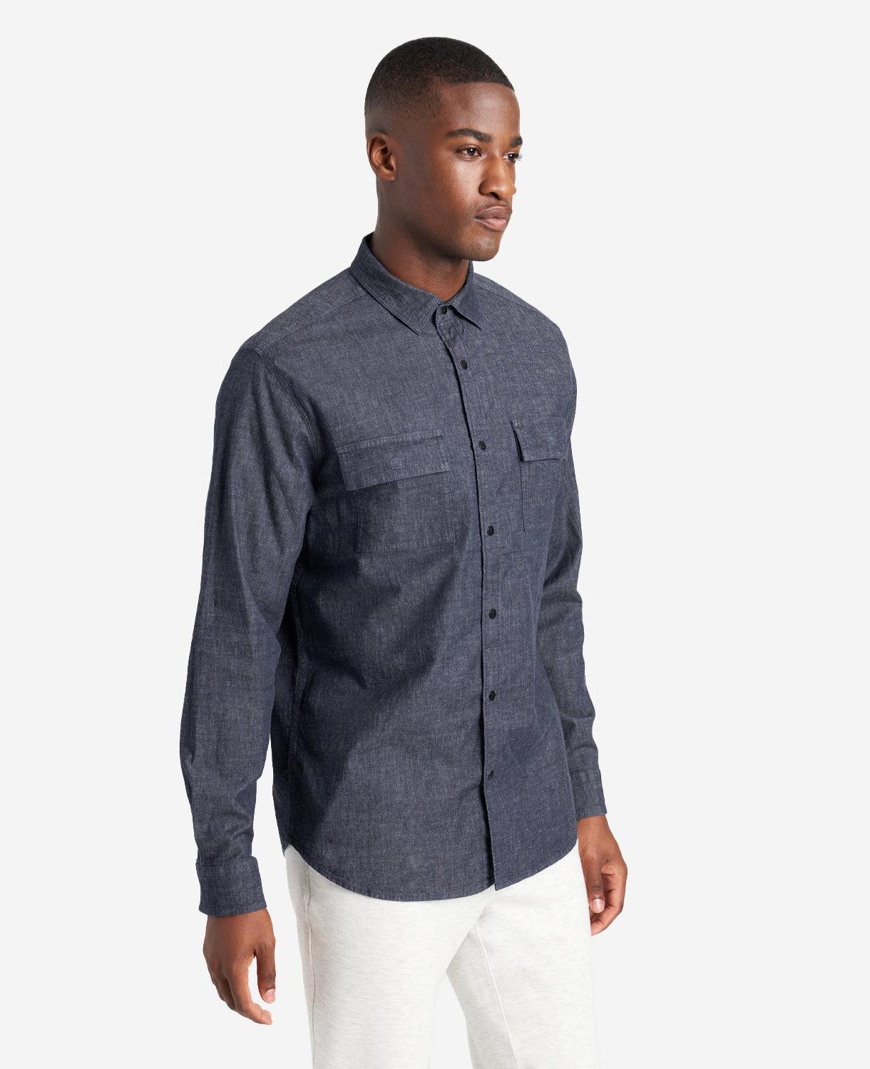 Kenneth Cole | Slim-Fit Organic Stretch Denim Two Pocket Shirt by KENNETH COLE
