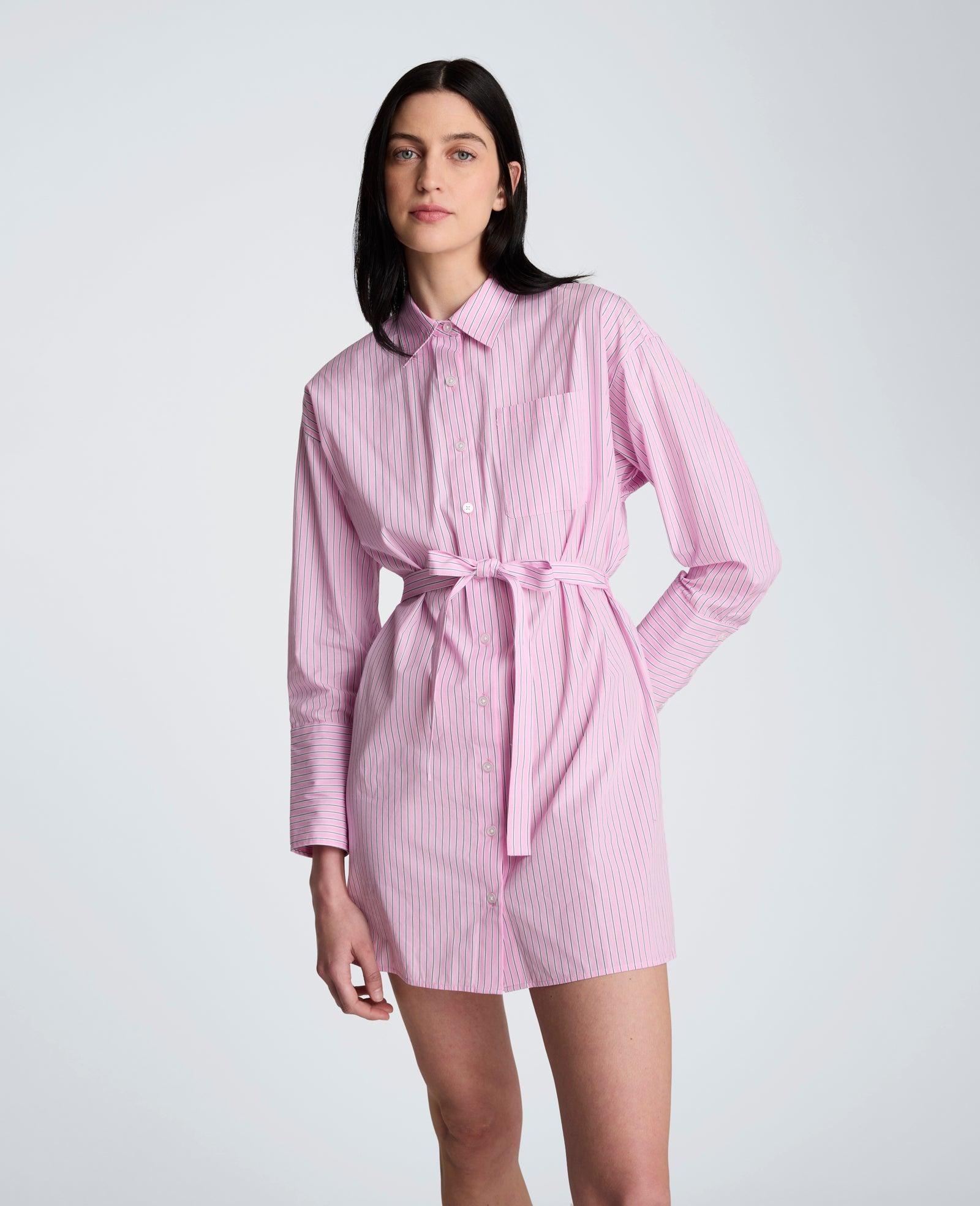Kenneth Cole | Striped Poplin Drop Shoulder Short Shirt Dress by KENNETH COLE