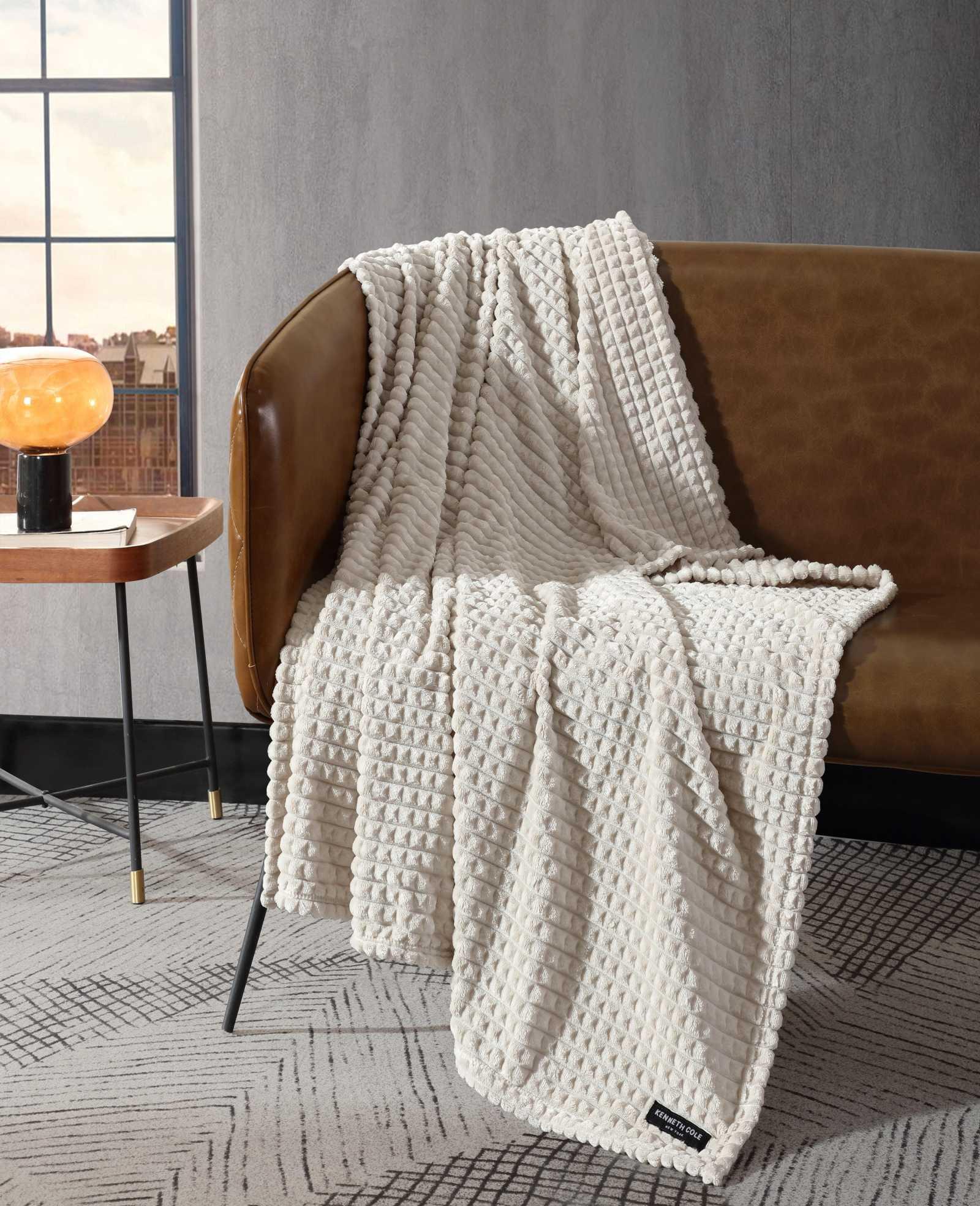Kenneth Cole | Textured Solid Throw Blanket by KENNETH COLE