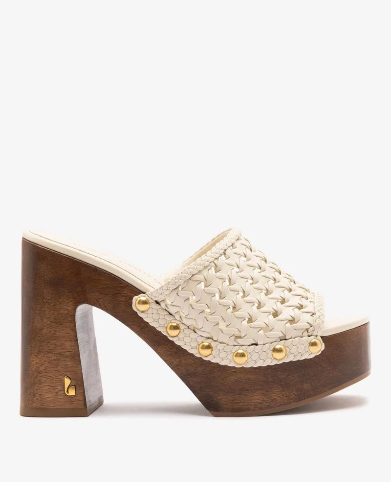 Larroudé X Kenneth Cole: Macrame Mule Ivory Leather by KENNETH COLE