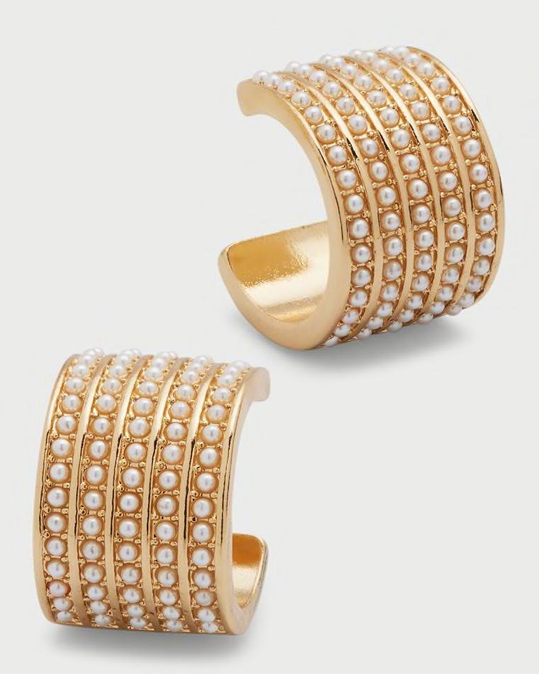 14K Gold Plated 5-Row Pearlescent Resin Hoop Earrings by KENNETH JAY LANE