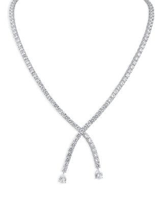 Cubic Zirconia Crossover Necklace by KENNETH JAY LANE