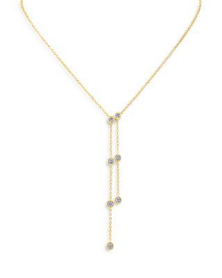 Cubic Zirconia Double Drop Lariat Necklace in 14K Gold Plated by KENNETH JAY LANE