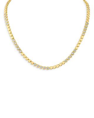 Cubic Zirconia Station Collar Necklace 14K Gold Plated by KENNETH JAY LANE