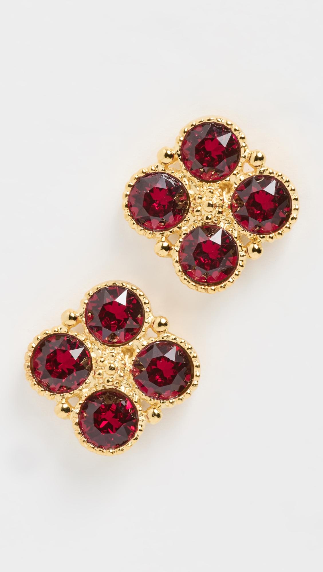 Gold Earrings with Four Faceted Stones by KENNETH JAY LANE