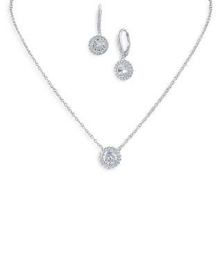Round Pav&eacute; Halo Earrings & Pendant Necklace Set by KENNETH JAY LANE