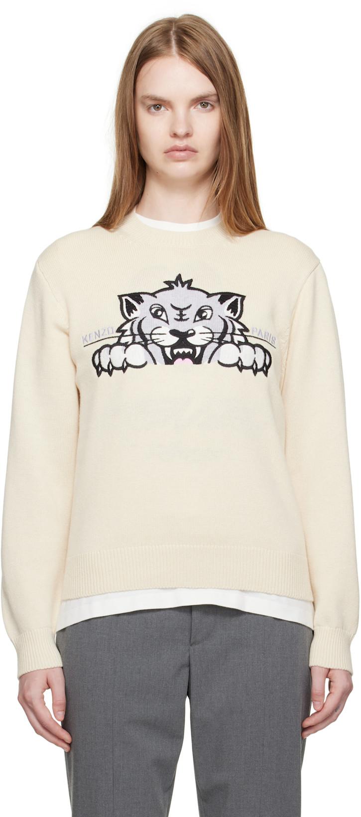 Beige Kenzo Paris 'KENZO Happy Tiger' Sweater by KENZO