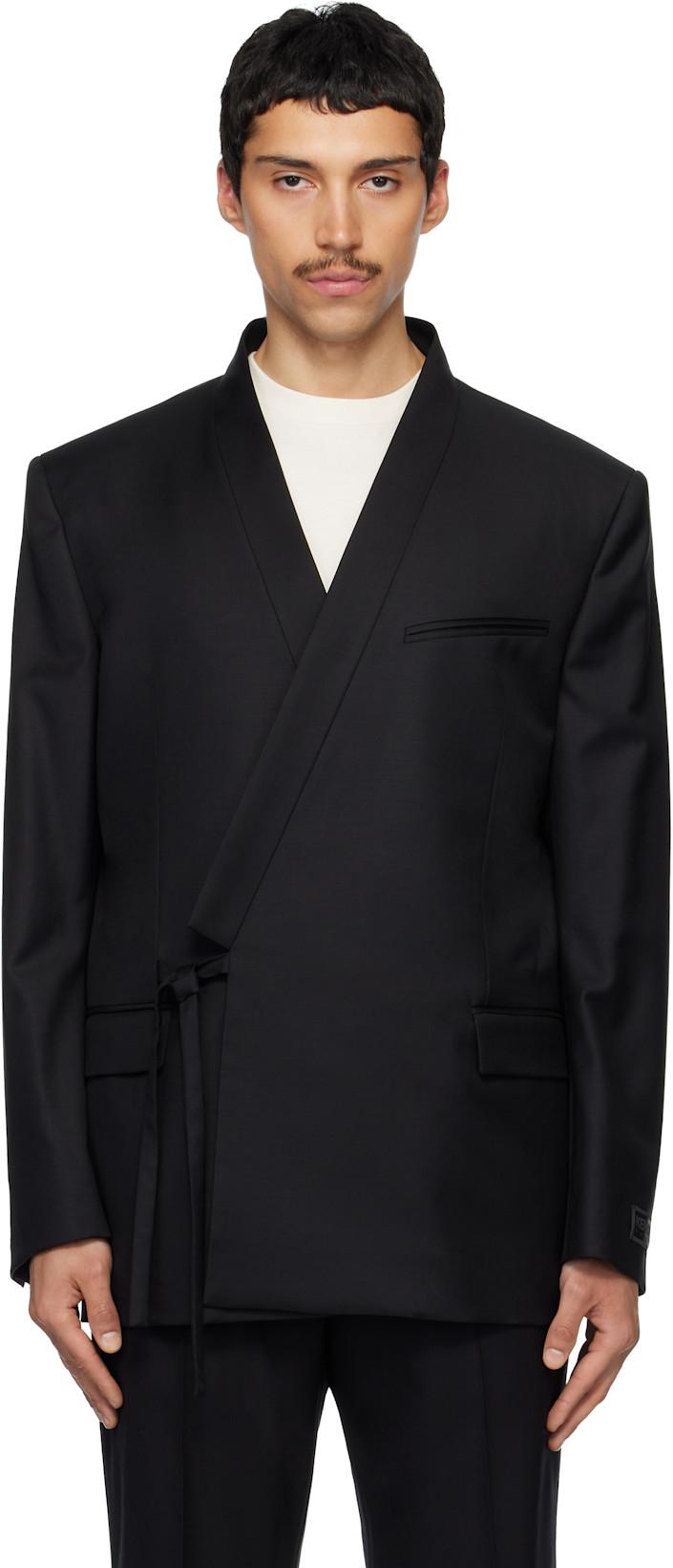 Black Kenzo Paris Double Breasted Tailored Kimono Blazer by KENZO