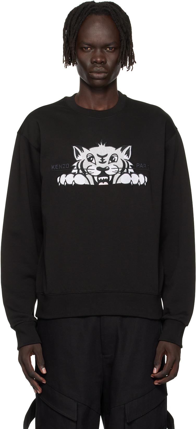 Black Kenzo Paris 'KENZO Happy Tiger' Embroidered Sweatshirt by KENZO