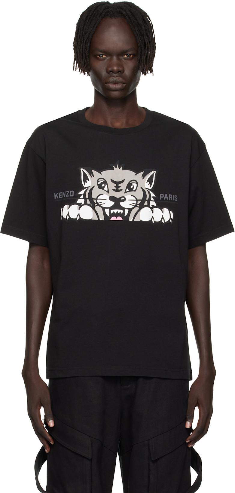 Black Kenzo Paris 'KENZO Happy Tiger' Oversized T-shirt by KENZO