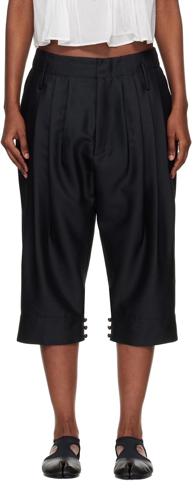 Black Kenzo Paris Tailored Cropped Pleated Trousers by KENZO