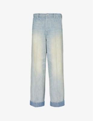 Brand-patch faded-wash straight-leg jeans by KENZO